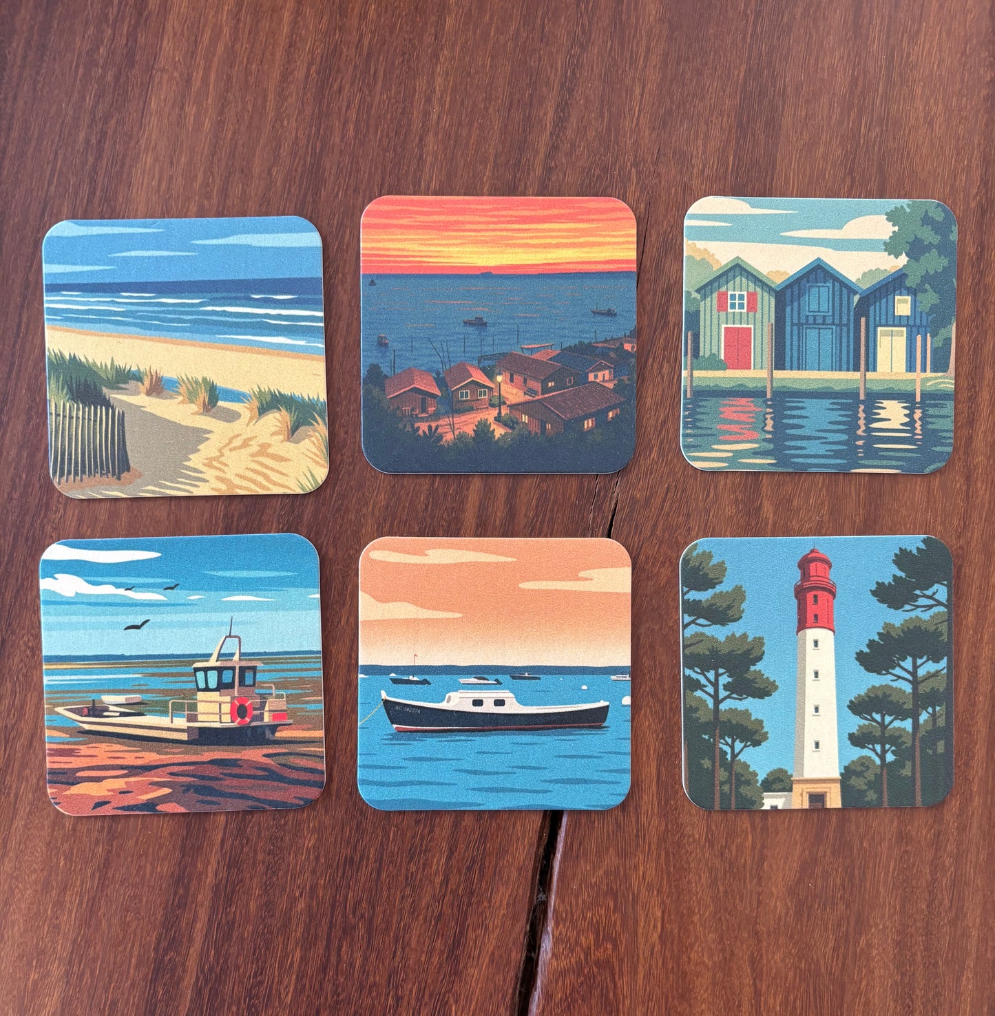 Sous verre illustré Saveurs du Ferret LOT DE 6